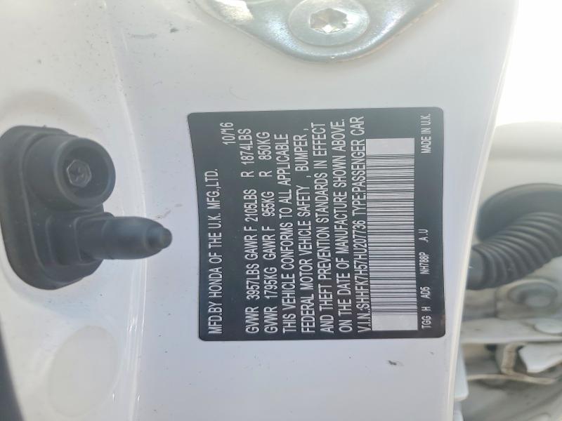 Продаж на аукціоні авто 2017 Honda Civic, vin: SHHFK7H57HU207736, номер лоту: 51707936