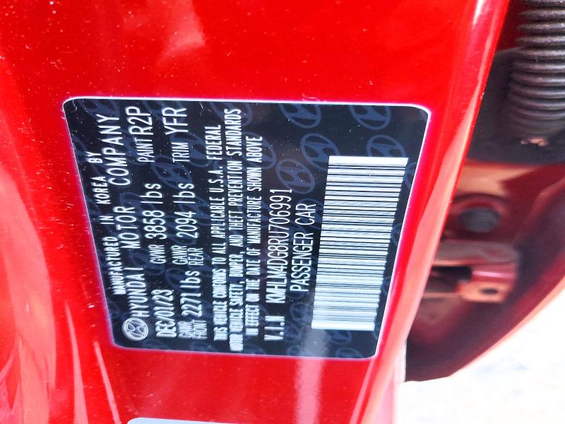 2024 Hyundai Elantra მანქანა იყიდება აუქციონზე, vin: KMHLM4DG8RU706991, აუქციონის ნომერი: 51100436