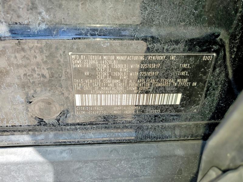 53249456 :رقم المزاد ، 4T3RWRFV4NU053512 vin ، 2022 Toyota Rav4 مزاد بيع