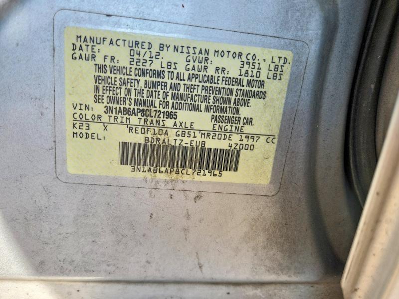 Продаж на аукціоні авто 2012 Nissan Sentra, vin: 3N1AB6AP8CL721965, номер лоту: 53761396