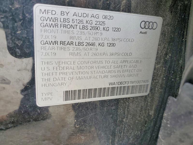 Продажа на аукционе авто 2021 Audi Q3, vin: WA1DECF31M1007605, номер лота: 54507826