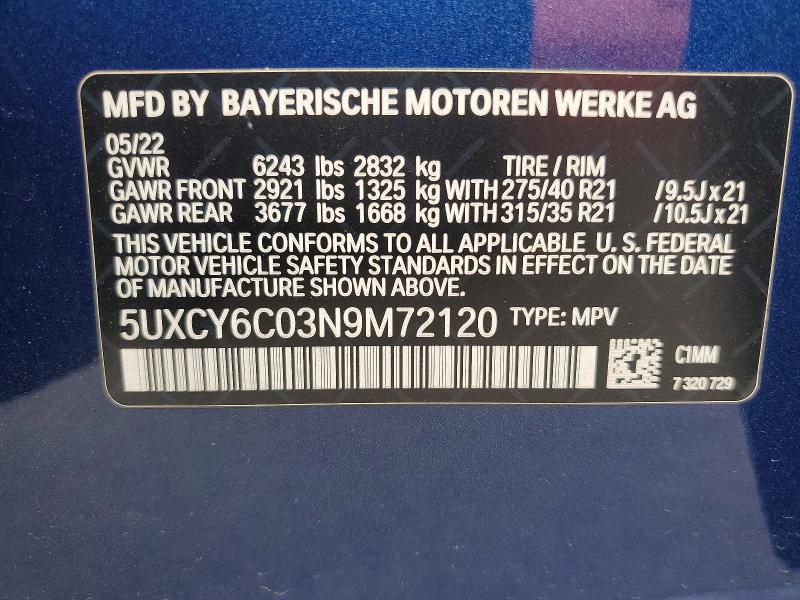 Продажа на аукционе авто 2022 Bmw X6, vin: 5UXCY6C03N9M72120, номер лота: 52052446