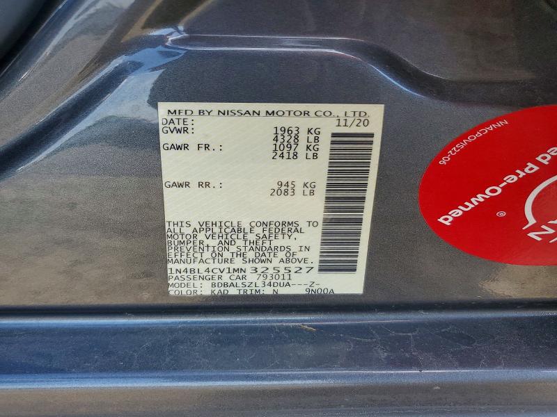 Aukcja sprzedaży 2021 Nissan Altima, vin: 1N4BL4CV1MN325527, numer aukcji: 53111556