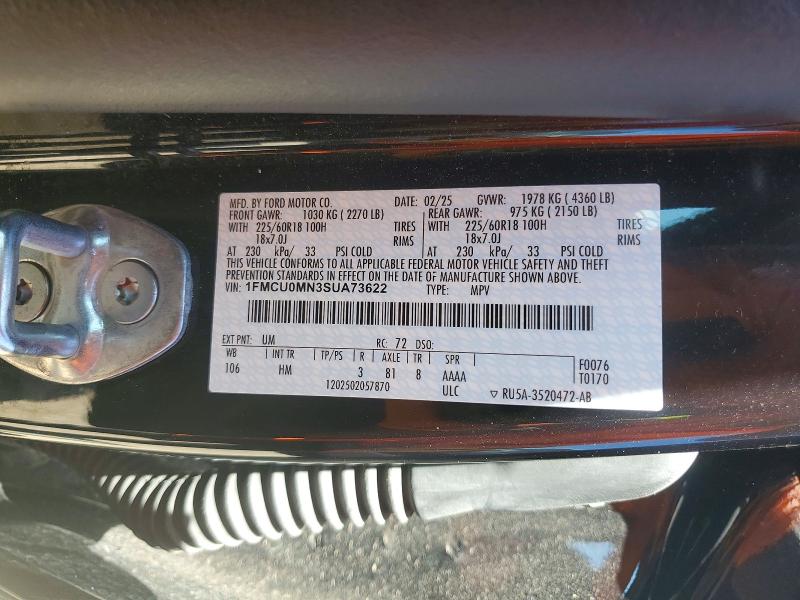 2025 Ford Escape მანქანა იყიდება აუქციონზე, vin: 1FMCU0MN3SUA73622, აუქციონის ნომერი: 53570296