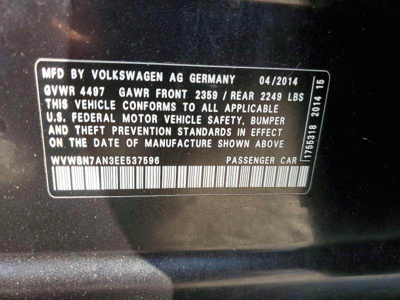 Aukcja sprzedaży 2014 Volkswagen Cc, vin: WVWBN7AN3EE537596, numer aukcji: 54352726