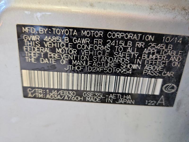 Продажа на аукционе авто 2015 Lexus Is, vin: JTHCF1D2XF5019954, номер лота: 52498186