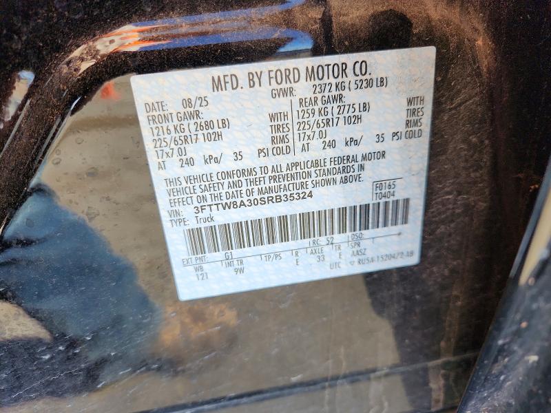 52183306 :رقم المزاد ، 3FTTW8A30SRB35324 vin ، 2025 Ford Maverick مزاد بيع