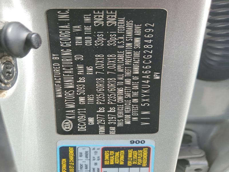 Aukcja sprzedaży 2012 Kia Sorento, vin: 5XYKU4A66CG284692, numer aukcji: 54838056