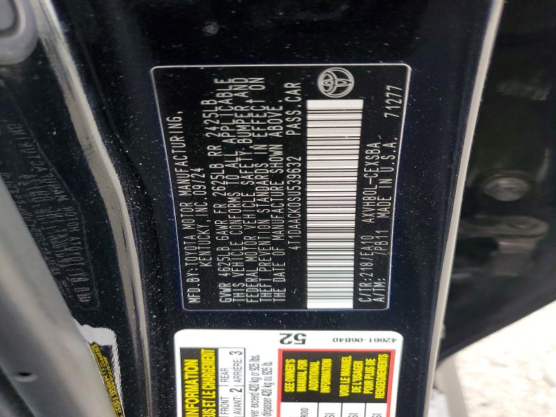 2025 Toyota Camry მანქანა იყიდება აუქციონზე, vin: 4T1DAACK0SU539632, აუქციონის ნომერი: 53566646