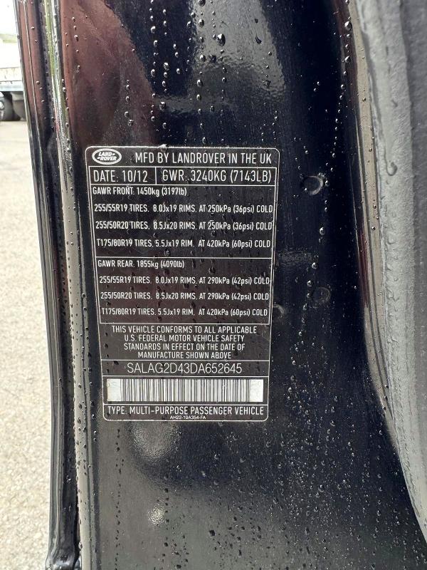 Aukcja sprzedaży 2013 Land Rover Lr4, vin: SALAG2D43DA652645, numer aukcji: 53840106