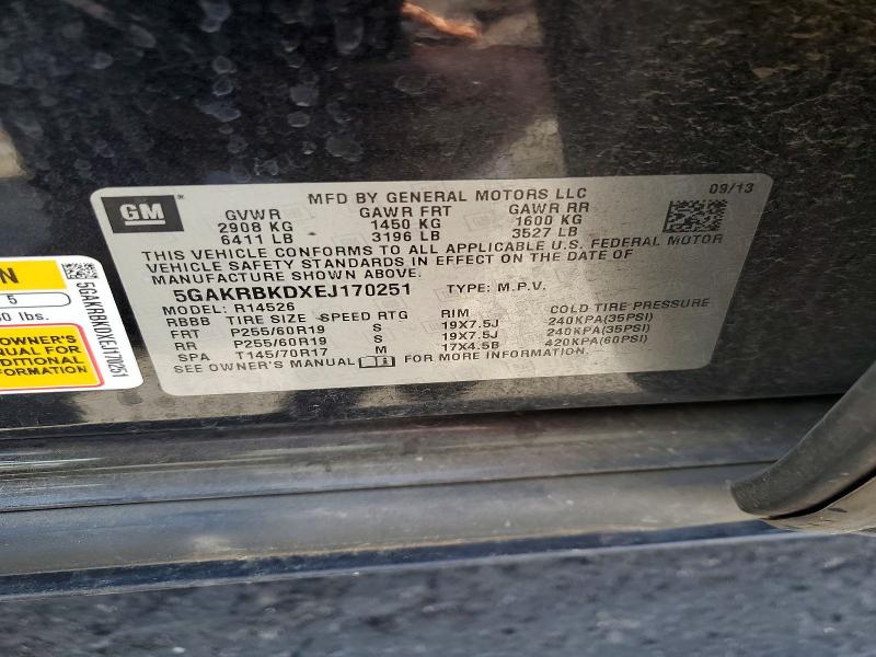 51658956 :رقم المزاد ، 5GAKRBKDXEJ170251 vin ، 2014 Buick Enclave مزاد بيع