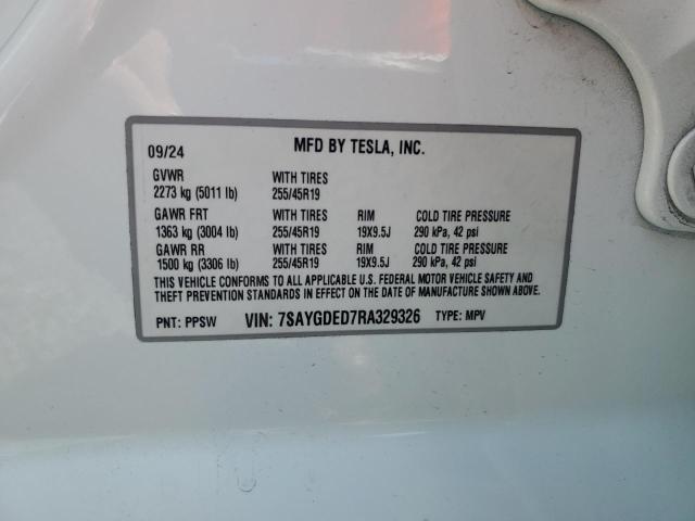Продаж на аукціоні авто 2024 Tesla Model Y, vin: 7SAYGDED7RA329326, номер лоту: 51482106