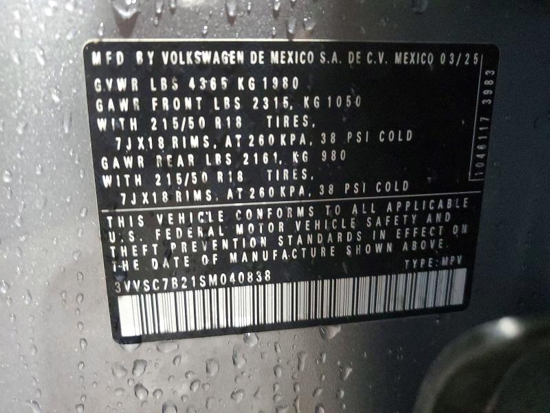 Продажа на аукционе авто 2025 Volkswagen Taos, vin: 3VVSC7B21SM040838, номер лота: 51870946