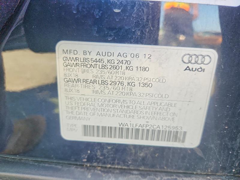 53927416 :رقم المزاد ، WA1LFAFP2CA125953 vin ، 2012 Audi Q5 مزاد بيع
