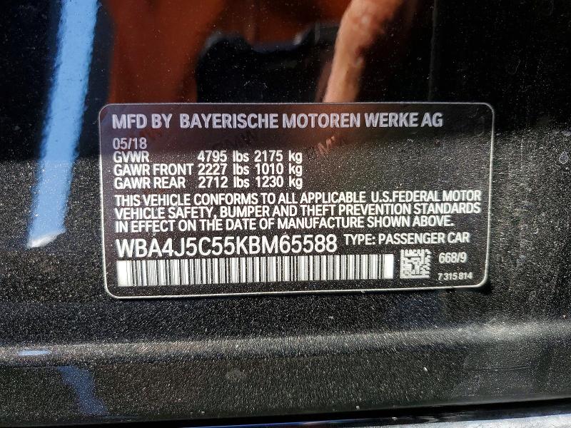 Продаж на аукціоні авто 2019 Bmw 440i, vin: WBA4J5C55KBM65588, номер лоту: 54105226