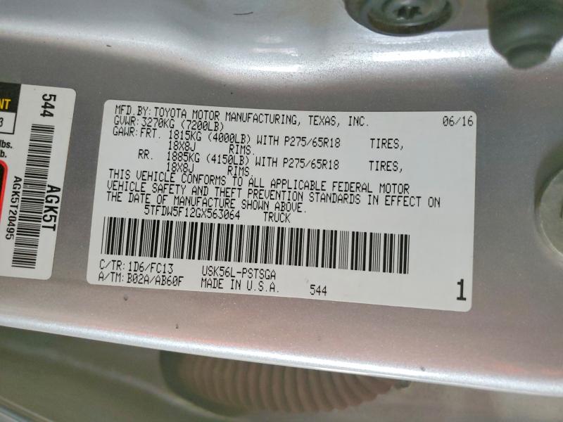 Продажа на аукционе авто 2016 Toyota Tundra, vin: 5TFDW5F12GX563064, номер лота: 53948536