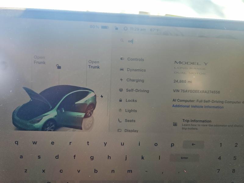 Auction sale of the 2024 Tesla Model Y, vin: 7SAYGDEEXRA274556, lot number: 55491326