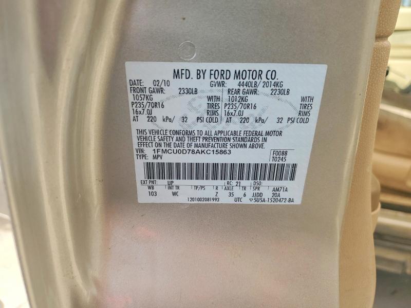 Продажа на аукционе авто 2010 Ford Escape, vin: 1FMCU0D78AKC15863, номер лота: 52204336