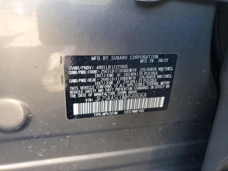 Aukcja sprzedaży 2021 Subaru Forester, vin: JF2SKASC0MH588068, numer aukcji: 54025036