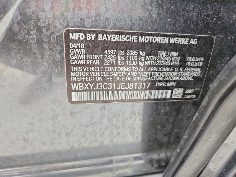 55137936 :رقم المزاد ، WBXYJ3C31JEJ81317 vin ، 2018 Bmw X2 مزاد بيع