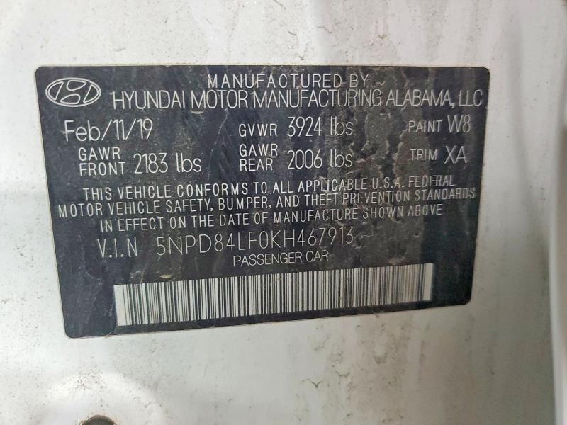Aukcja sprzedaży 2019 Hyundai Elantra, vin: 5NPD84LF0KH467913, numer aukcji: 53893916