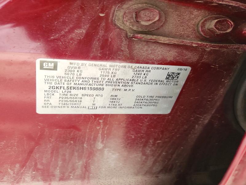 53049096 :رقم المزاد ، 2GKFLSEK6H6159880 vin ، 2017 Gmc Terrain مزاد بيع