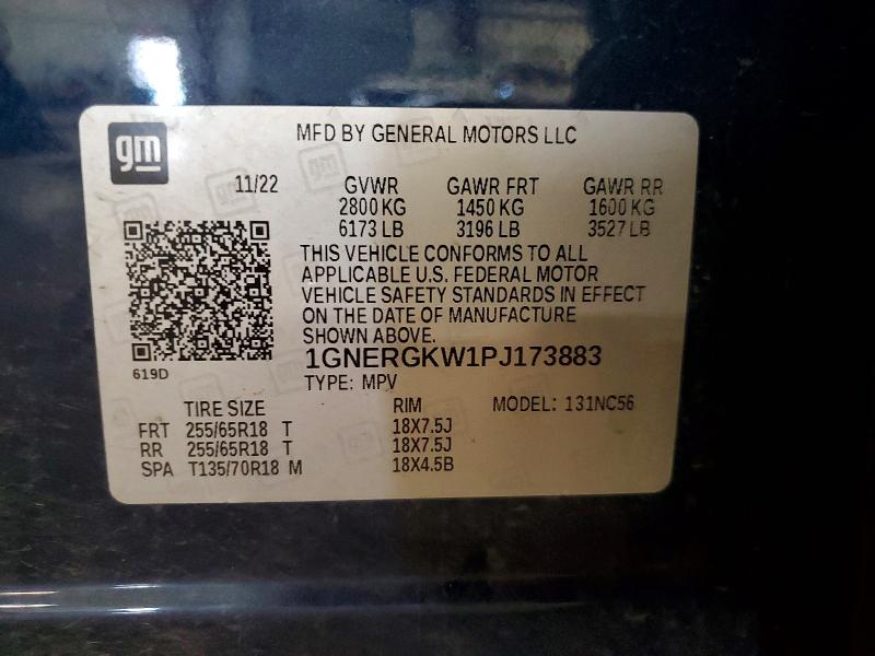 55216686 :رقم المزاد ، 1GNERGKW1PJ173883 vin ، 2023 Chevrolet Traverse مزاد بيع