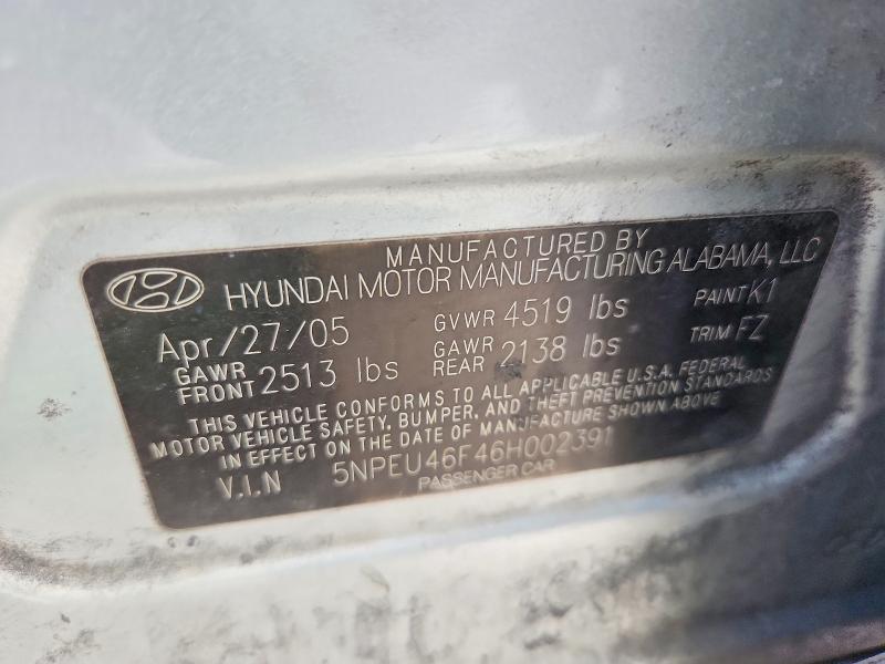 52752886 :رقم المزاد ، 5NPEU46F46H002391 vin ، 2006 Hyundai Sonata مزاد بيع