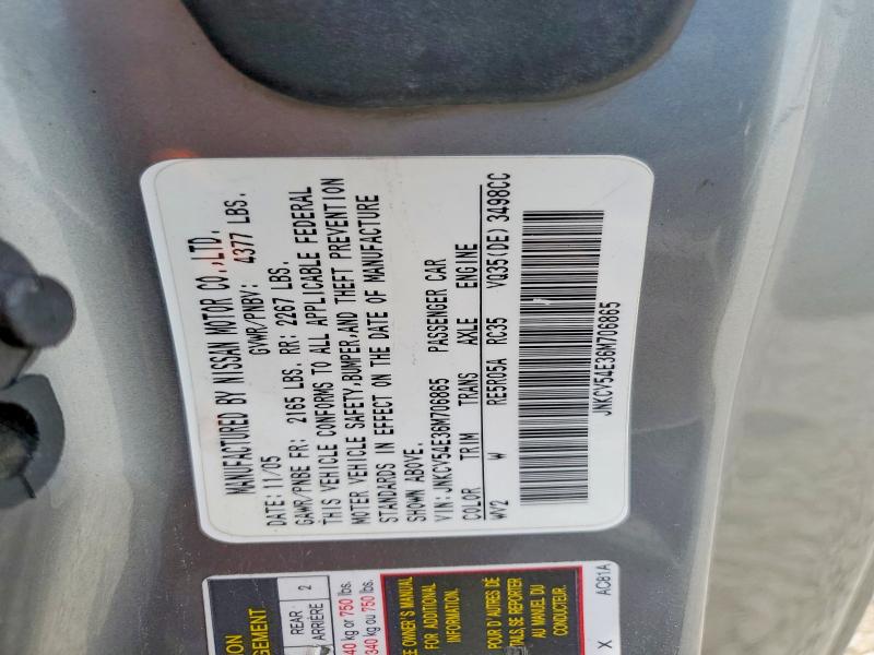 54826946 :رقم المزاد ، JNKCV54E36M706865 vin ، 2006 Infiniti G35 مزاد بيع