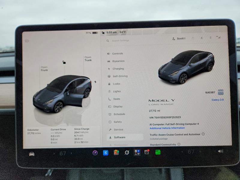 2025 Tesla Model Y მანქანა იყიდება აუქციონზე, vin: 7SAYGDED0SF253523, აუქციონის ნომერი: 53274386