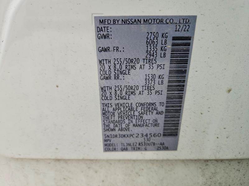 2023 Nissan Pathfinder მანქანა იყიდება აუქციონზე, vin: 5N1DR3DKXPC234560, აუქციონის ნომერი: 52503626