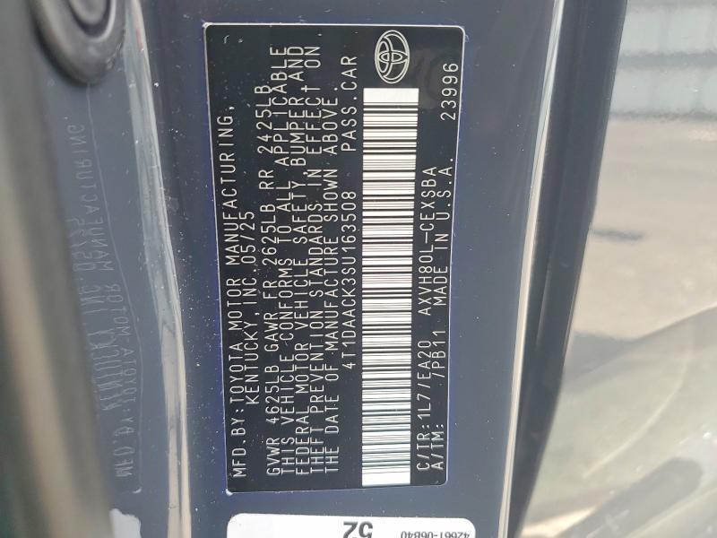 2025 Toyota Camry მანქანა იყიდება აუქციონზე, vin: 4T1DAACK3SU163508, აუქციონის ნომერი: 54152396