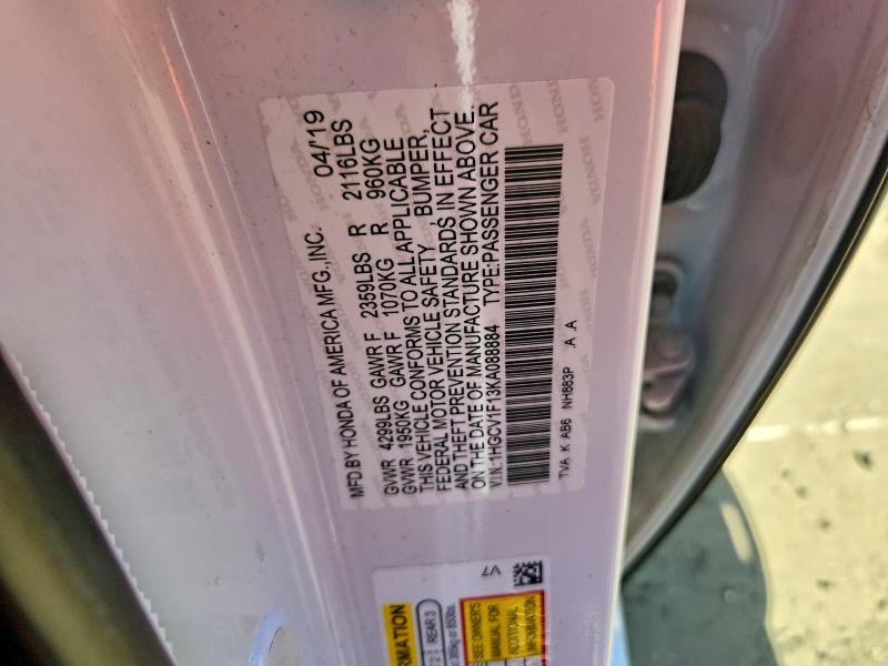 Aukcja sprzedaży 2019 Honda Accord, vin: 1HGCV1F13KA088884, numer aukcji: 52672296