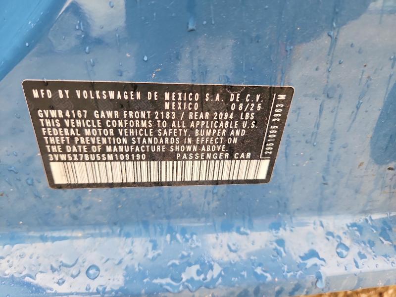55325976 :رقم المزاد ، 3VW5X7BU5SM109190 vin ، 2025 Volkswagen Jetta مزاد بيع