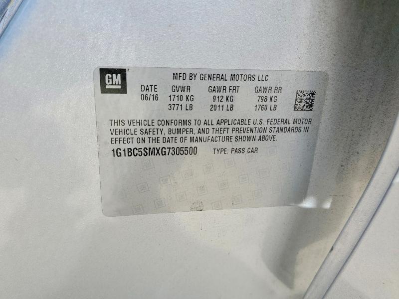 Aukcja sprzedaży 2016 Chevrolet Cruze, vin: 1G1BC5SMXG7305500, numer aukcji: 54694526