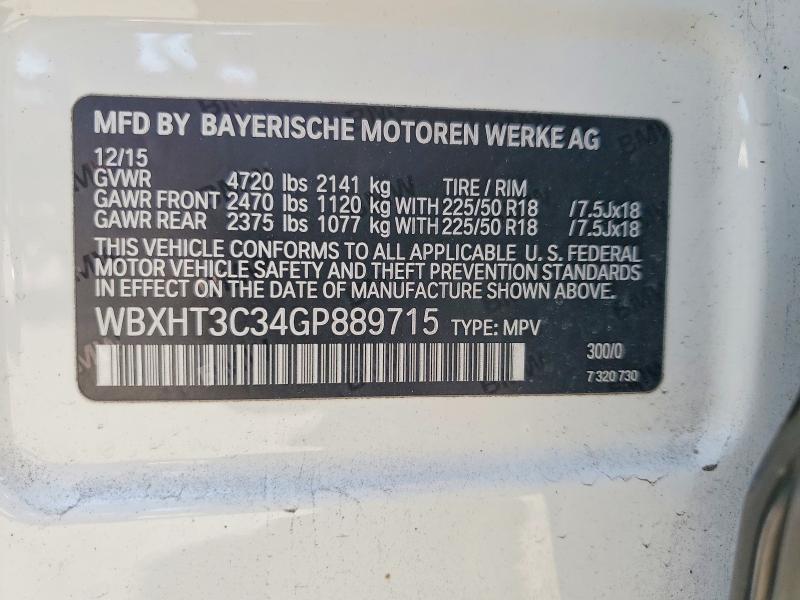 2016 Bmw X1 მანქანა იყიდება აუქციონზე, vin: WBXHT3C34GP889715, აუქციონის ნომერი: 54394946