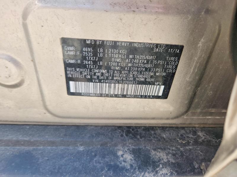 2015 Subaru Outback მანქანა იყიდება აუქციონზე, vin: 4S4BSBCC1F3266652, აუქციონის ნომერი: 54520586