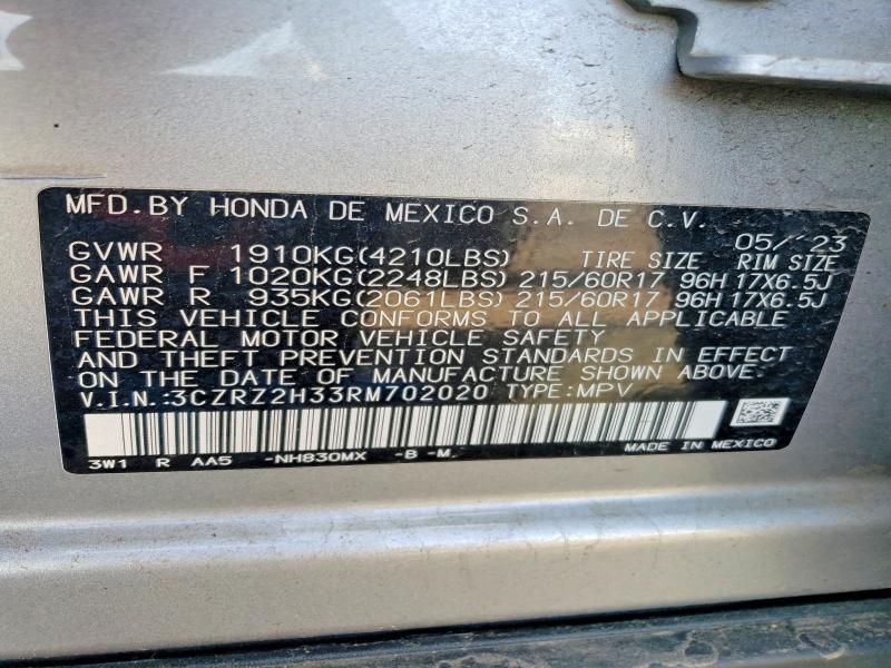 Aukcja sprzedaży 2024 Honda Hr-v, vin: 3CZRZ2H33RM702020, numer aukcji: 54497386