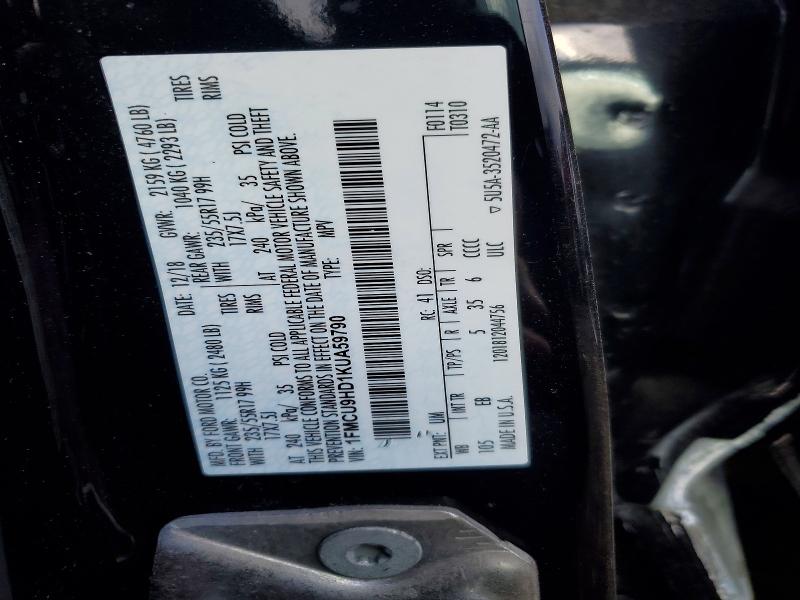 52455436 :رقم المزاد ، 1FMCU9HD1KUA59790 vin ، 2019 Ford Escape مزاد بيع
