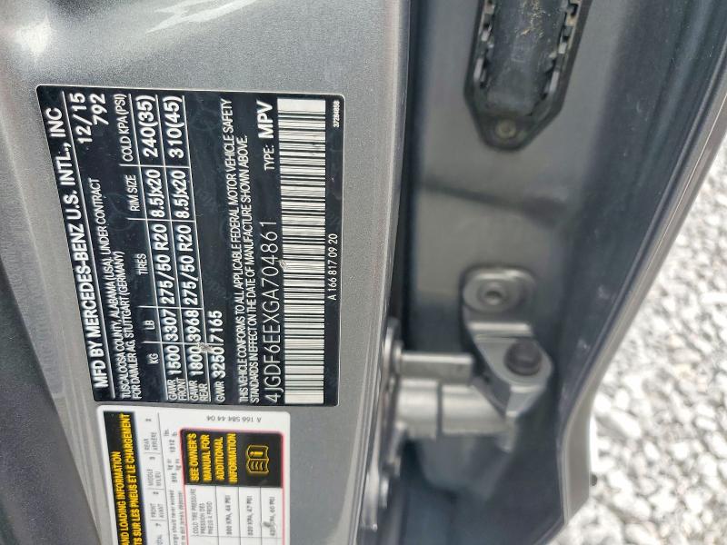 Aukcja sprzedaży 2016 Mercedes-benz Gl, vin: 4JGDF6EEXGA704861, numer aukcji: 53162336