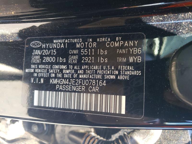 Aukcja sprzedaży 2015 Hyundai Genesis, vin: KMHGN4JE2FU078164, numer aukcji: 53013076