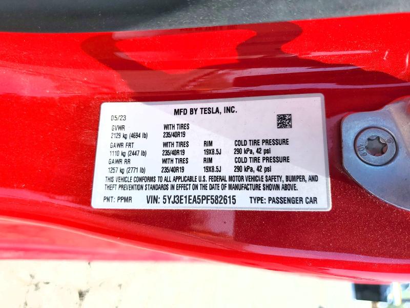 Продажа на аукционе авто 2023 Tesla Model 3, vin: 5YJ3E1EA5PF582615, номер лота: 52066736