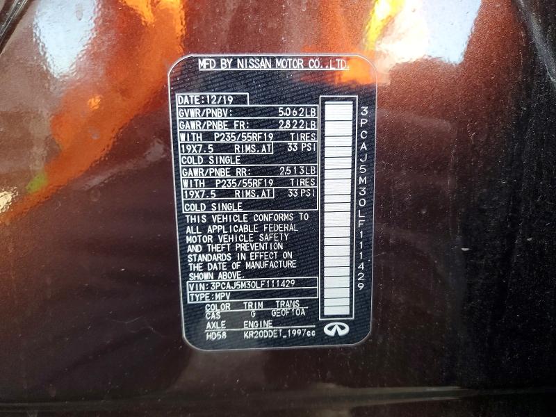 Продажа на аукционе авто 2020 Infiniti Qx50, vin: 3PCAJ5M30LF111429, номер лота: 54492696