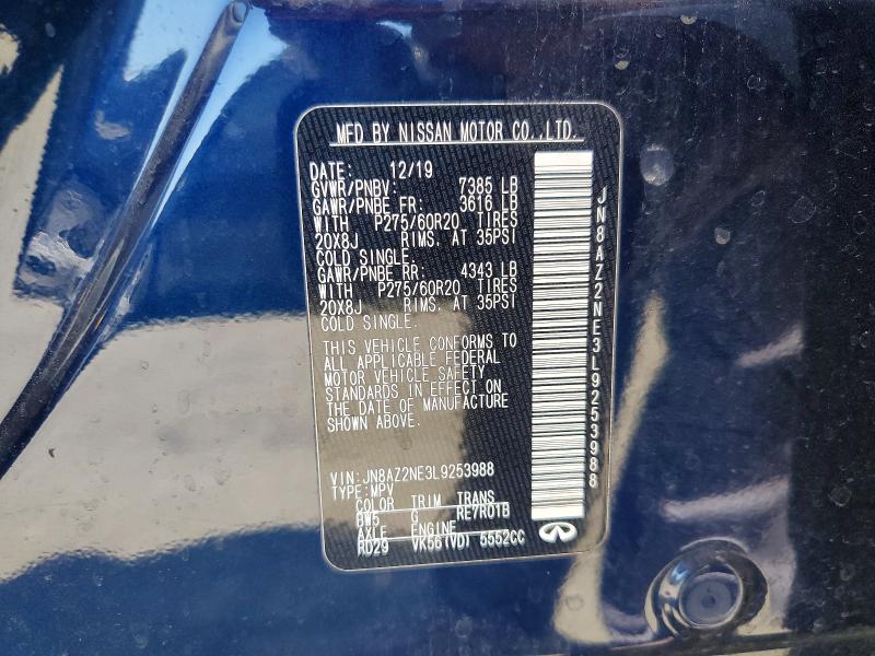 Aukcja sprzedaży 2020 Infiniti Qx80, vin: JN8AZ2NE3L9253988, numer aukcji: 54158146