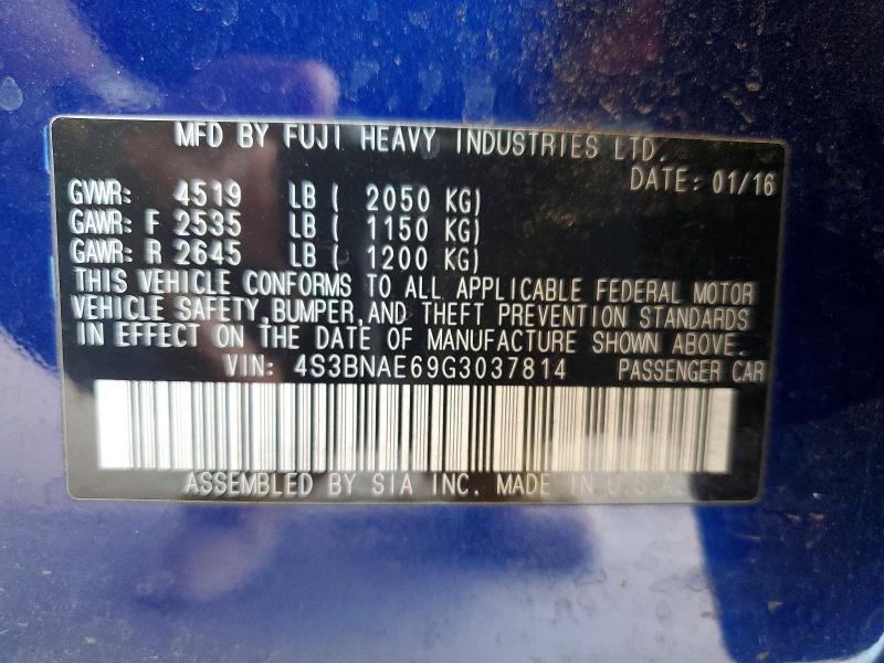 Aukcja sprzedaży 2016 Subaru Legacy, vin: 4S3BNAE69G3037814, numer aukcji: 52505526