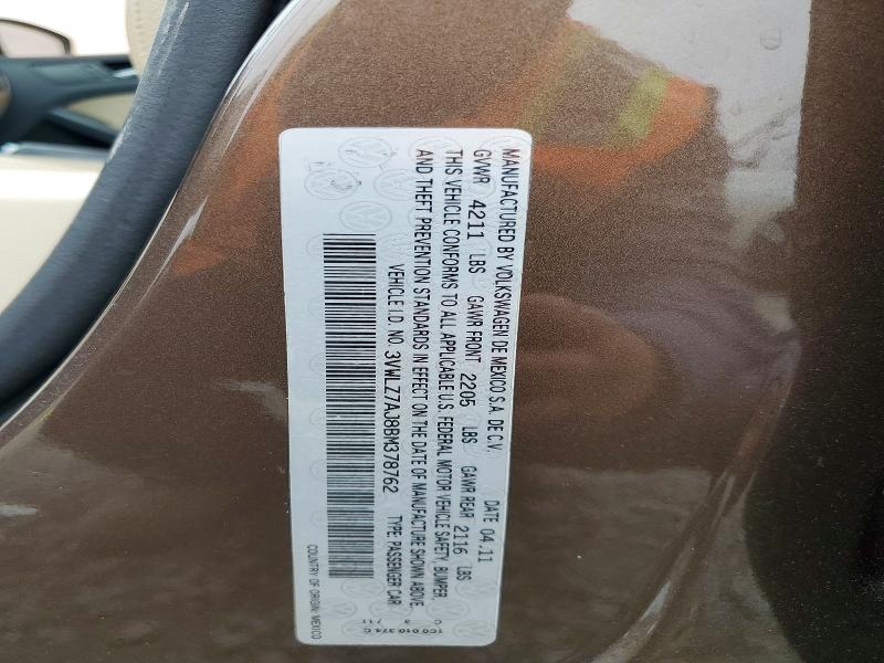 Aukcja sprzedaży 2011 Volkswagen Jetta, vin: 3VWLZ7AJ8BM378762, numer aukcji: 52966566