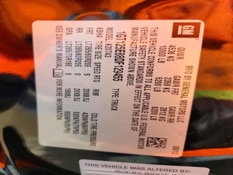 2013 Gmc Sierra მანქანა იყიდება აუქციონზე, vin: 1GT125E88DF129455, აუქციონის ნომერი: 52144026