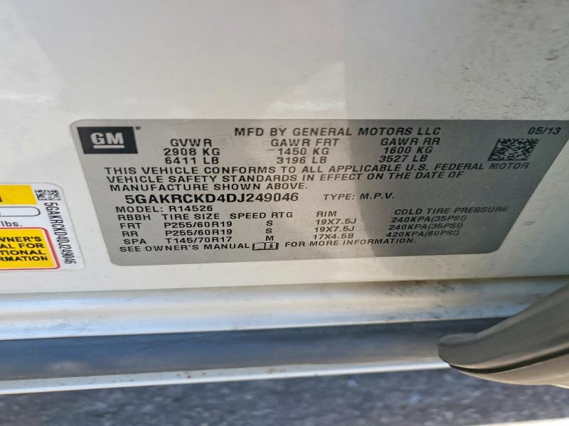 53386386 :رقم المزاد ، 5GAKRCKD4DJ249046 vin ، 2013 Buick Enclave مزاد بيع