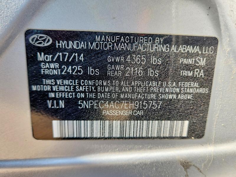 Продажа на аукционе авто 2014 Hyundai Sonata, vin: 5NPEC4AC7EH915757, номер лота: 55314636