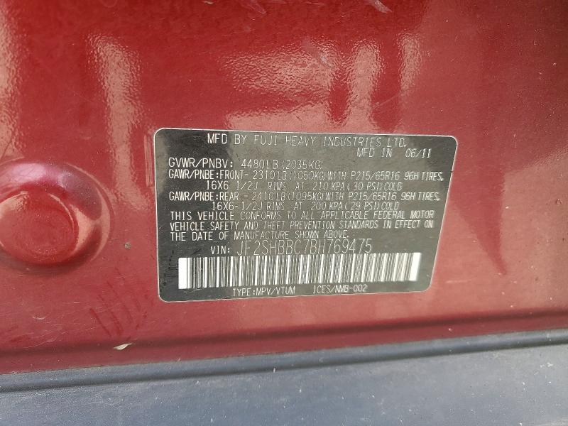 Aukcja sprzedaży 2011 Subaru Forester, vin: JF2SHBBC7BH769475, numer aukcji: 52048856